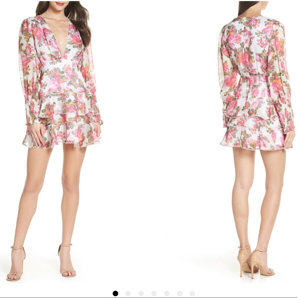 White floral mini dress